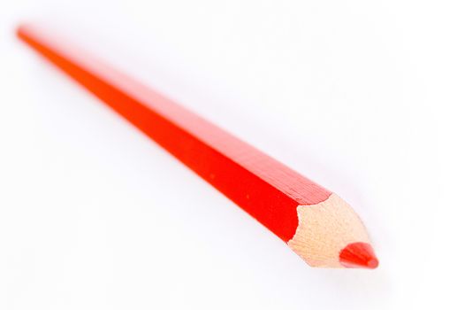 Perspective view of a wooden red pencil