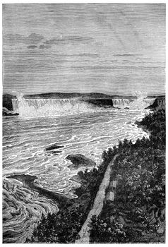 Niagara falls, vintage engraved illustration. Earth before man – 1886.