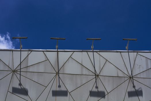 repeating concrete structure and blue sky