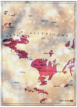 Map of gradual formation of land. France, vintage engraved illustration. Earth before man – 1886.