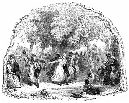 Dance, vintage engraved illustration. From Chemin des Ecoliers, 1861.

