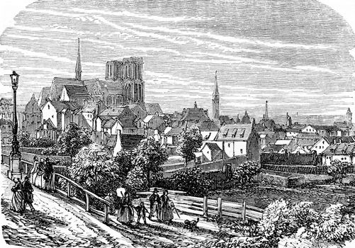 Brussels, vintage engraved illustration. From Chemin des Ecoliers, 1861.
