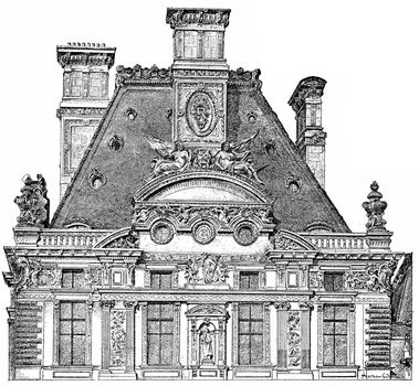 Coronation Pavilion de Marsan, vintage engraved illustration. Paris - Auguste VITU – 1890.