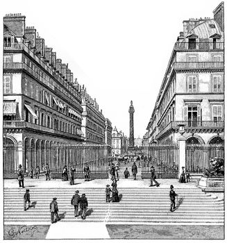 Castiglione Street, vintage engraved illustration. Paris - Auguste VITU – 1890.