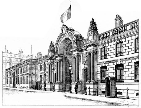 The Elysee Palace, vintage engraved illustration. Paris - Auguste VITU – 1890.
