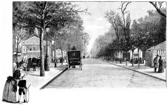 Avenue Marigny, vintage engraved illustration. Paris - Auguste VITU – 1890.