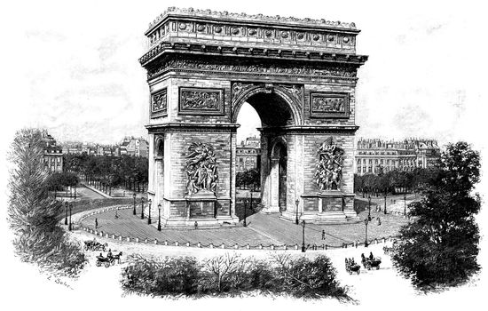 Triumphal arch of the star, vintage engraved illustration. Paris - Auguste VITU – 1890.