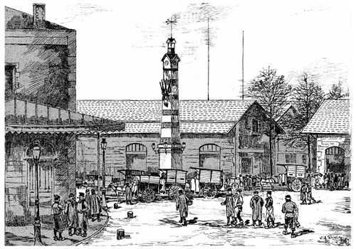 The general abattoirs of la Villette, vintage engraved illustration. Paris - Auguste VITU – 1890.