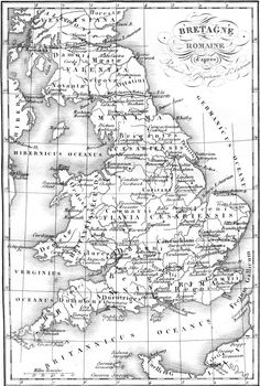 Roman Britain map, vintage engraved illustration. Colorful History of England, 1837.
