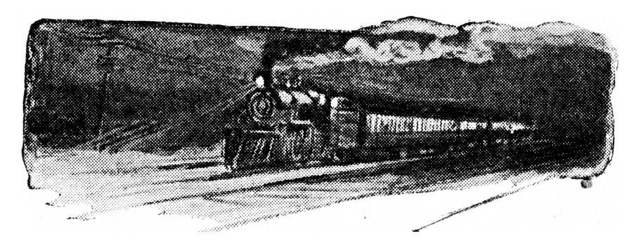 Fuel and steam are necessary to run an engine, vintage engraved illustration.
