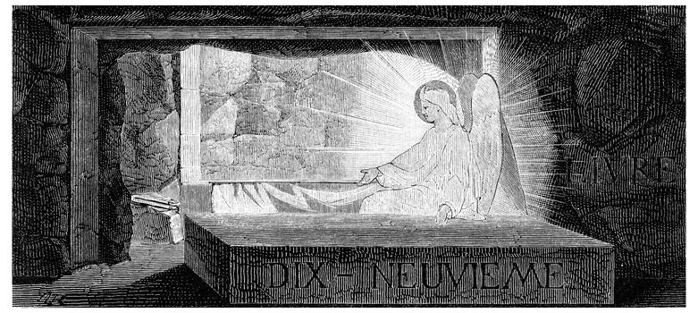 The resurrection, vintage engraved illustration.
