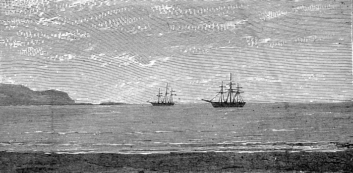 The harbor of Panama, vintage engraved illustration. Journal des Voyages, Travel Journal, (1879-80).