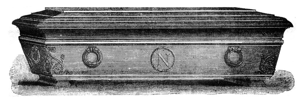 The coffin, vintage engraved illustration. Magasin Pittoresque 1841.
