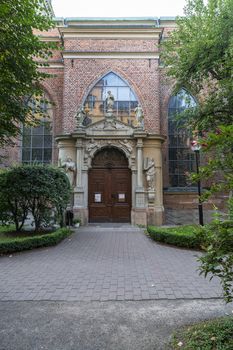 Stockholm, Sweden. September 2019.  A view of the German church entrance door