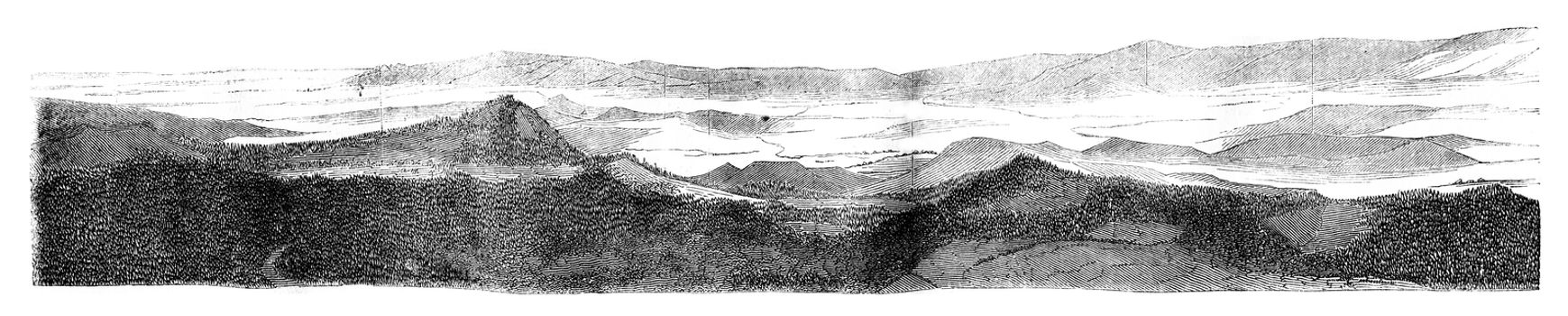 View of the west side, vintage engraved illustration. Magasin Pittoresque 1846.

