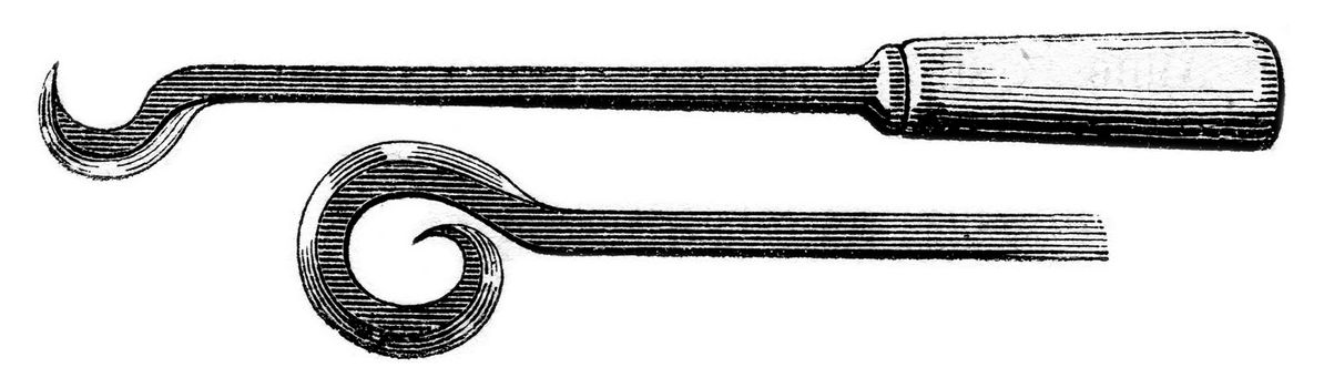 Circular hooks, vintage engraved illustration. Magasin Pittoresque 1853.
