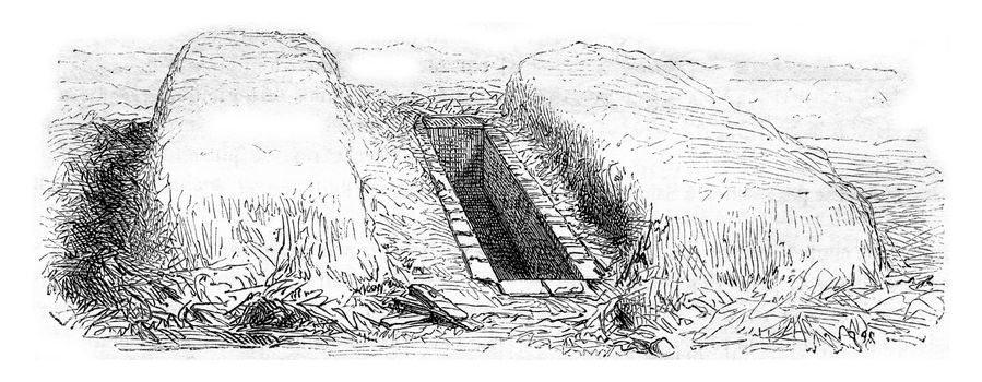 Manure pit, vintage engraved illustration. Magasin Pittoresque 1857.
