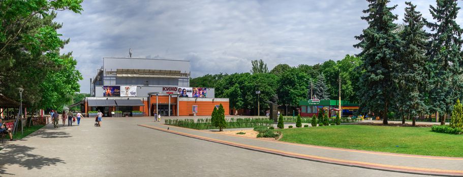 Odessa, Ukraine - 06.09.2019. Cinema in Gorky Park in Odessa, Ukraine, on a sunny summer day