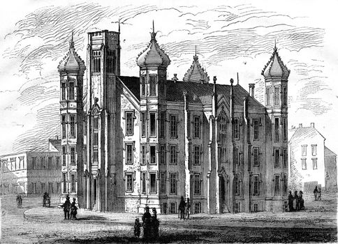 College of St. Louis Missouri, vintage engraved illustration. Magasin Pittoresque 1876.
