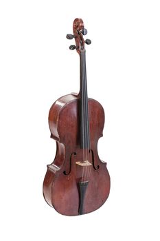 Old cello on an isolated studio background