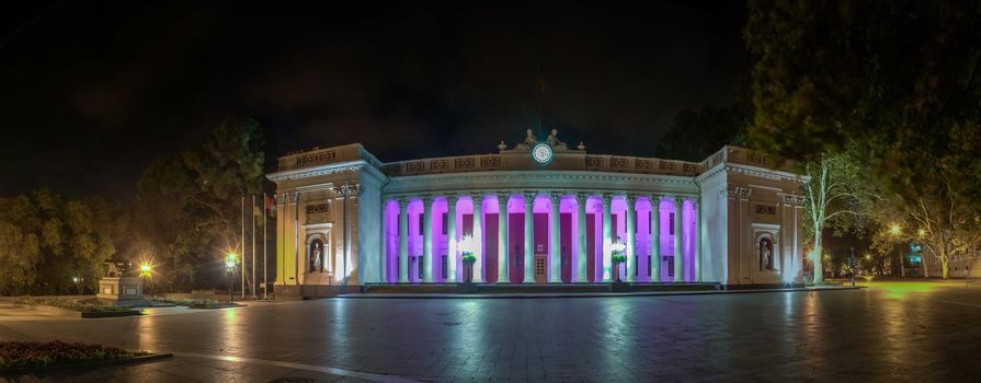 City Hall of Odessa, Ukraine at night