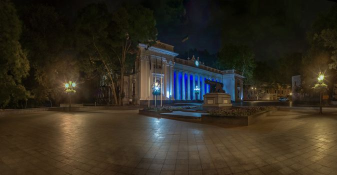 City Hall of Odessa, Ukraine at night