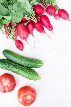 Fresh vegetables from the garden on a white background