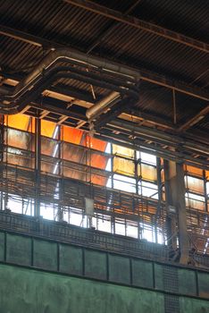 Abstract Windows of old industrial building