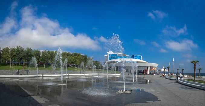 Odessa, Ukraine - 09.12.2018. Odessa Dolphinarium outside panoramic view in a sunny summer day.