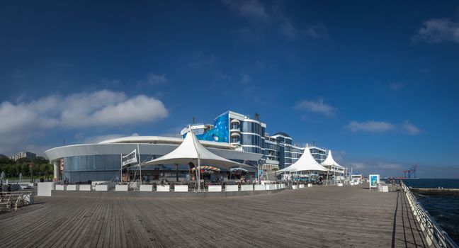 Odessa, Ukraine - 09.12.2018. Odessa Dolphinarium outside panoramic view in a sunny summer day.