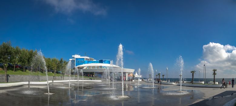 Odessa, Ukraine - 09.12.2018. Odessa Dolphinarium outside panoramic view in a sunny summer day.