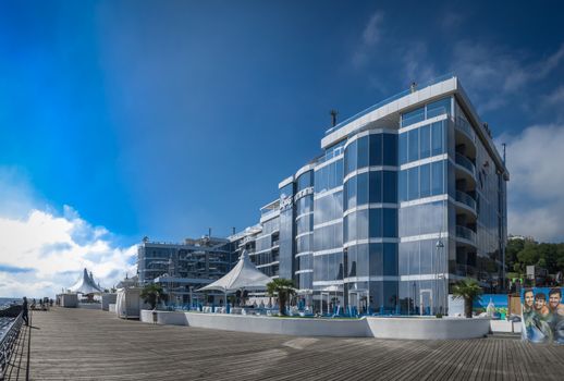 Odessa, Ukraine - 09.12.2018. Odessa Dolphinarium outside panoramic view in a sunny summer day.