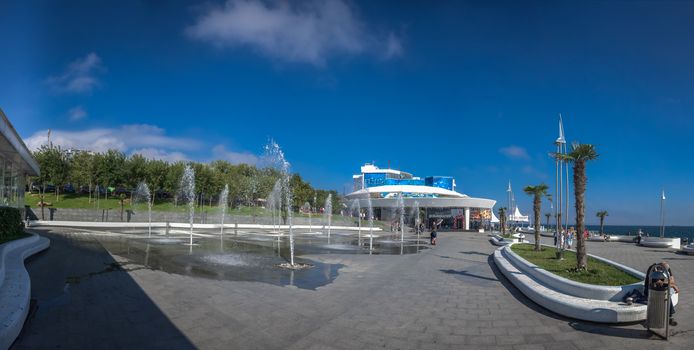 Odessa, Ukraine - 09.12.2018. Odessa Dolphinarium outside panoramic view in a sunny summer day.