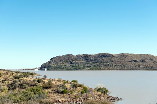 The Vanderkloof Dam in the Orange River (Gariep River) as seen from Vanderkloof town