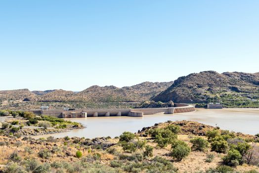 The Vanderkloof Dam in the Orange River (Gariep River) as seen from Vanderkloof town