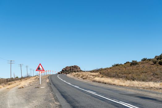 A view of road R48 at Modderfontein between Phillipstown and De Aar in the Northern Cape Province