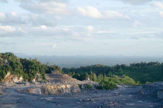 Open Areas for Limestone Mining .This area has been mined for limestone,Thailand