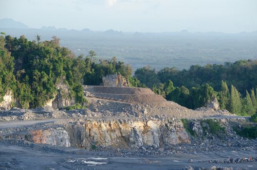 Open Areas for Limestone Mining .This area has been mined for limestone,Thailand