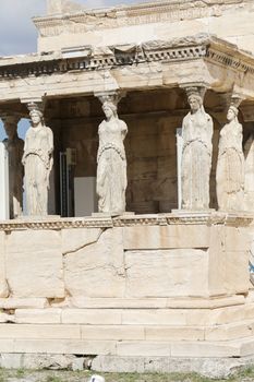 The Porch of the Caryatids at the Acropolis in Athens, Greece