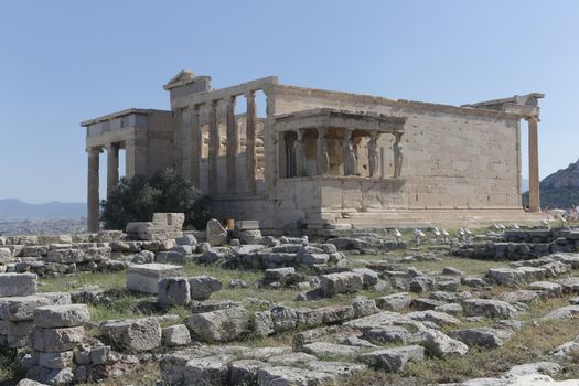 The Porch of the Caryatids at the Acropolis in Athens, Greece