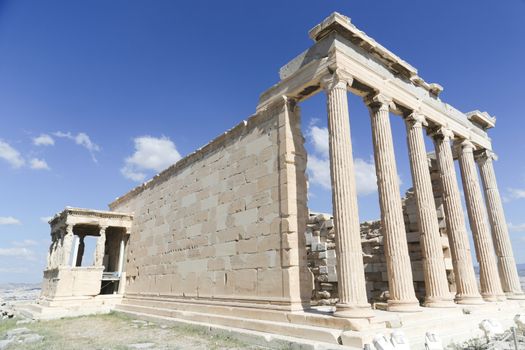 The Porch of the Caryatids at the Acropolis in Athens, Greece