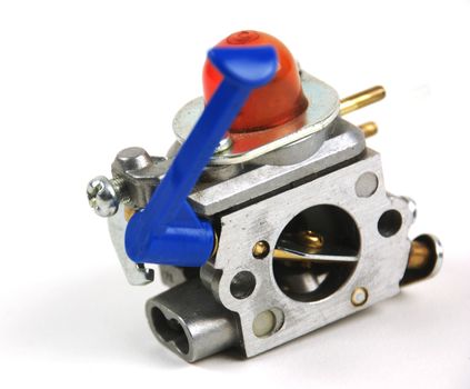 Stock pictures of a small gas engine and a carburetor