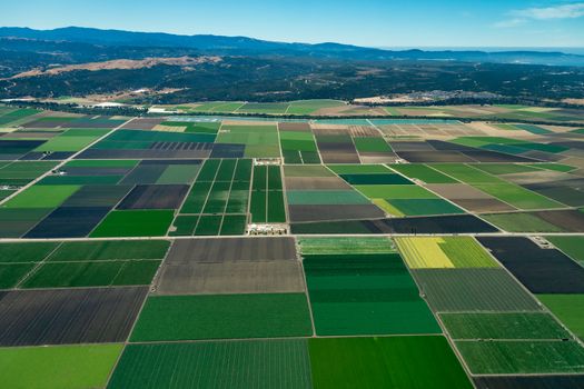 Pacific coast of California with farmland close to the cities of Salinas and Monterey. The picture was taken in the early July.