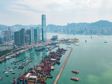 Aerial view of Hong Kong Island and Kowloon