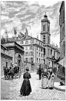 The Institution of the Deaf and Dumb and Saint-Jacques du Haut-Pas, vintage engraved illustration. Paris - Auguste VITU – 1890. 