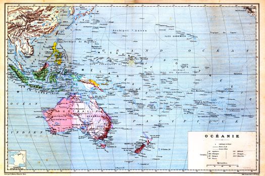 The colourful Map of Oceania with islands circled on the map.