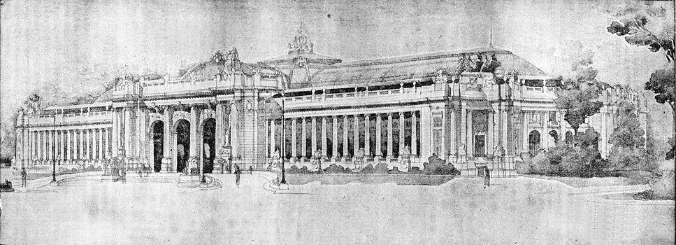 The Grand Palace, vintage engraved illustration. Industrial encyclopedia E.-O. Lami - 1875.
