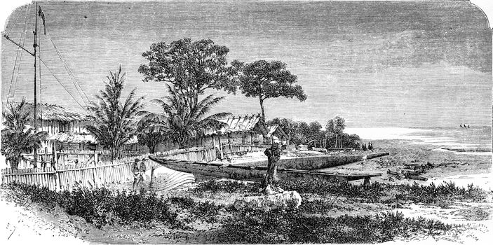 English Glass Factory, vintage engraved illustration. Le Tour du Monde, Travel Journal, (1865).