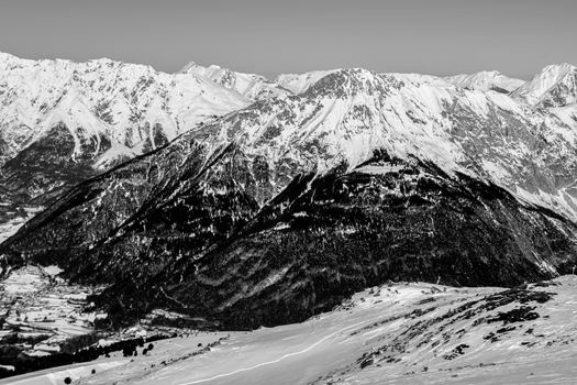 Beautiful mountaintops covered by snow