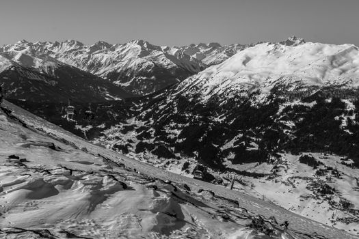 Beautiful mountaintops covered by snow